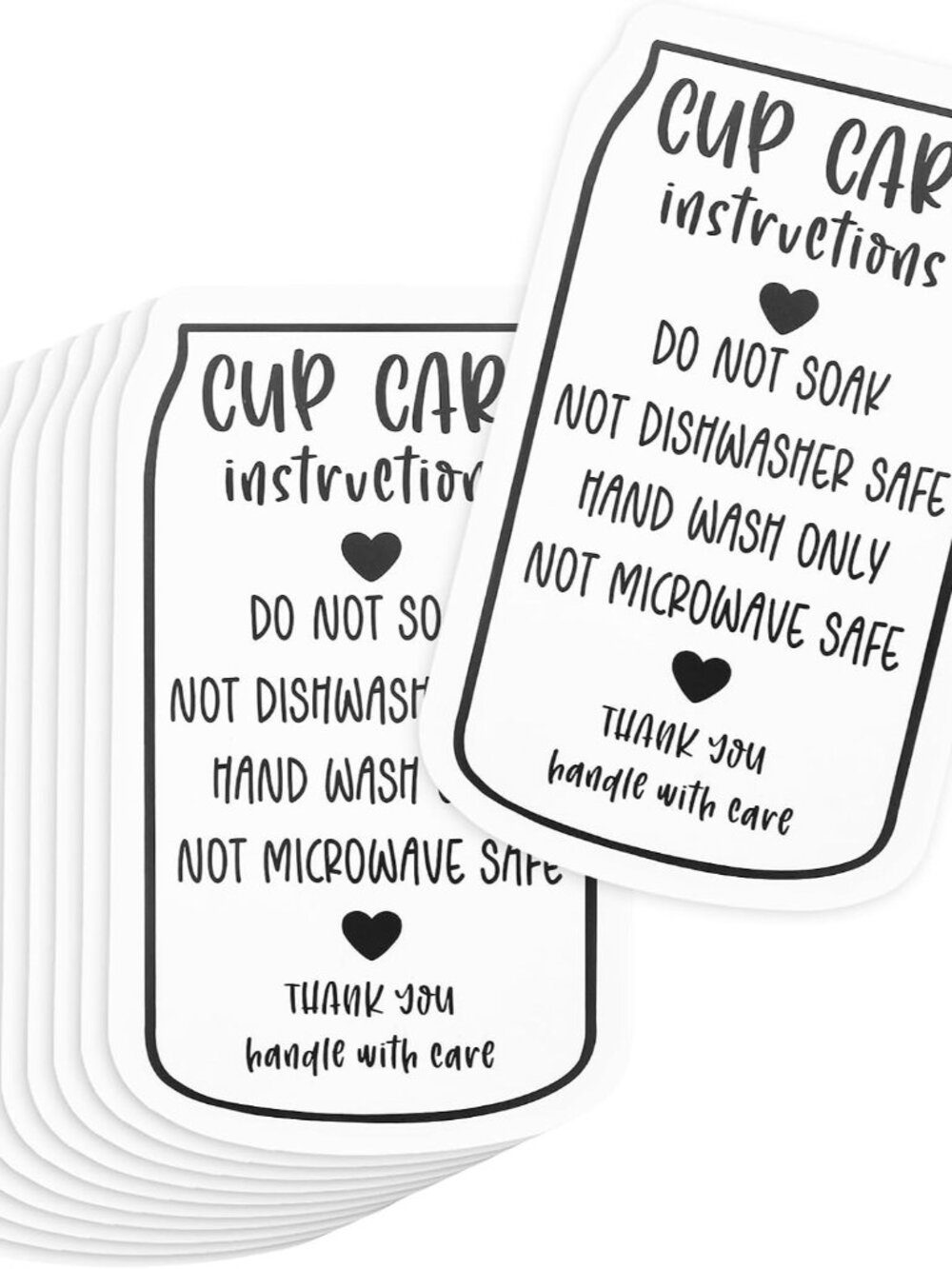 200 Pieces Tumbler Cup Cards, Cup Care Instructions Cards, Tumbler Care Card, Mu